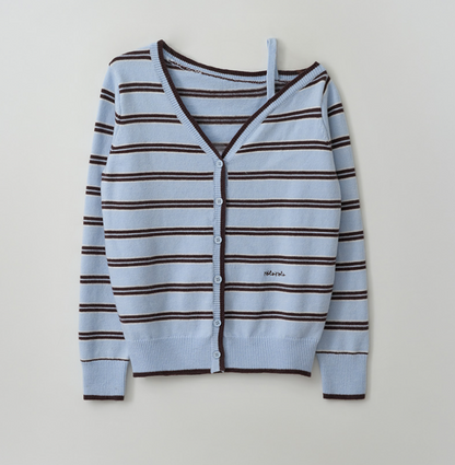IVE Wonyoung Worn - ONE OFF SHOULDER STRIPE WOOL BLENDED