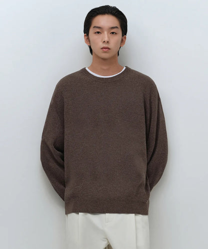 [Lee Do-hyun Pick] 25FW MS Minimal Ribbed Crew Neck Knit-Black