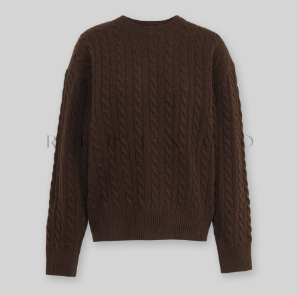 RIRINCO - Nuelore Wool Round Neck Cable Knit Sweater