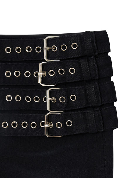 [Aespa Winter Worn] Bonnae Belted Straight Pants (Black)