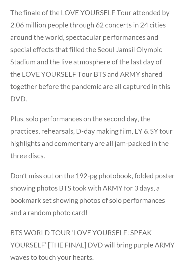 BTS WORLD TOUR ‘LOVE YOURSELF : SPEAK YOURSELF’ [THE FINAL]