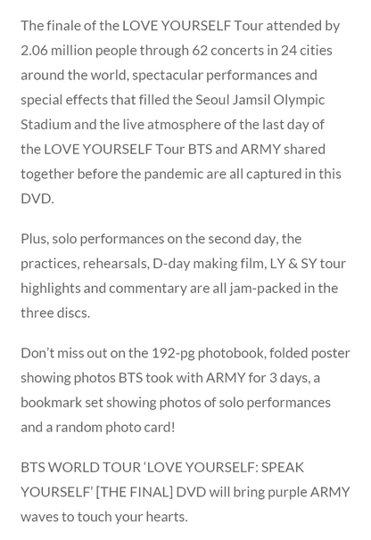 BTS WORLD TOUR ‘LOVE YOURSELF : SPEAK YOURSELF’ [THE FINAL]