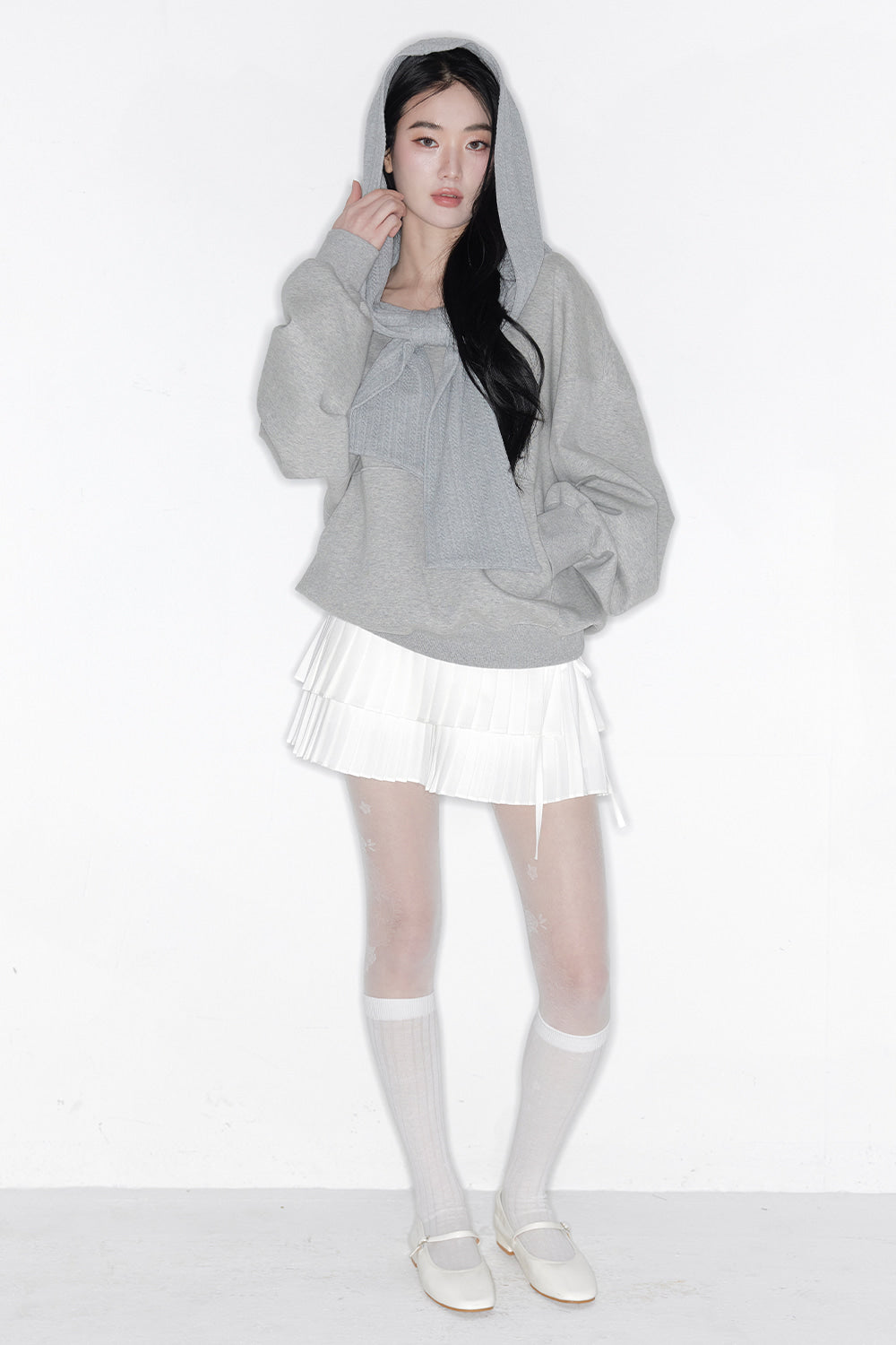 THETIS - TWO-WAY RIBBON OFF SHOULDER HOODIE (SPRING VER.)