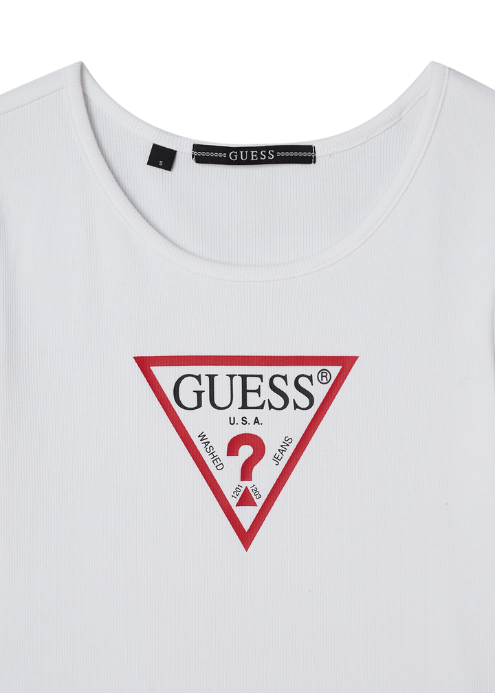 [BAE SUZY WORN] GUESS - Women's Original Triangle Ribbed Short Sleeve T-shirt