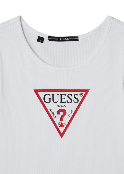 [BAE SUZY WORN] GUESS - Women's Original Triangle Ribbed Short Sleeve T-shirt