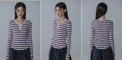 MULTI PINCOAT SLIM TSHIRT_CREAM WINE