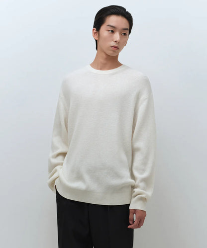 [Lee Do-hyun Pick] 25FW MS Minimal Ribbed Crew Neck Knit-Black