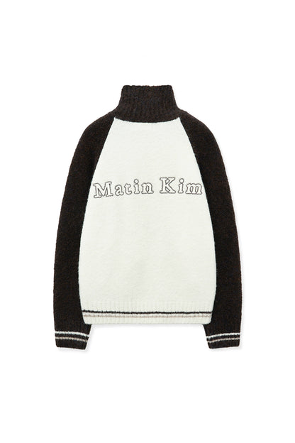 [Aespa Ningning Worn] Matin Kim High Neck Raglan Knit Zip Up