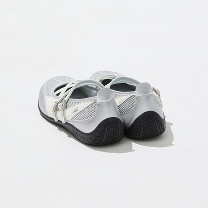 CLCL [CLEVER CLOGER] - Nudge Strap Flat Shoes (Silver)