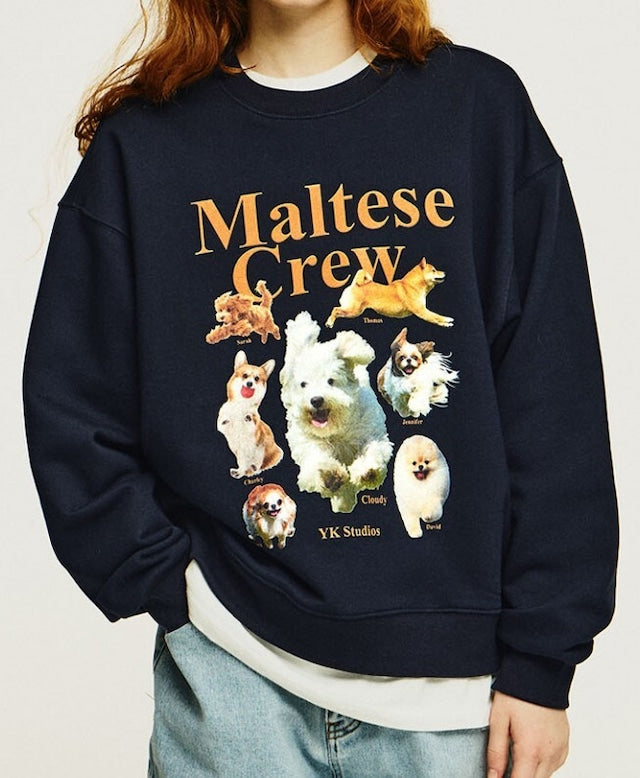 [Lesserafim Chaeyeon Worn] Wai Kei Maltese Crew Sweatshirts