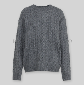RIRINCO - Nuelore Wool Round Neck Cable Knit Sweater