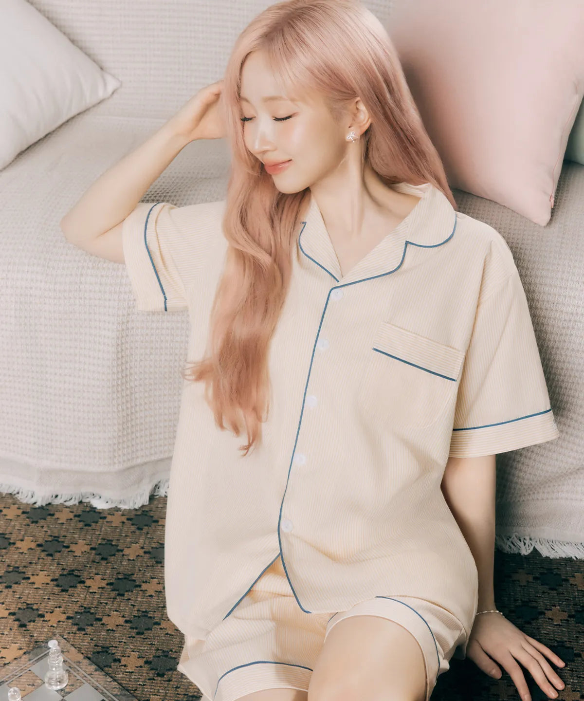 Nmixx Haewon X Dossy 26SS Silk Fit Clean Short Sleeve Couple Pajama Set