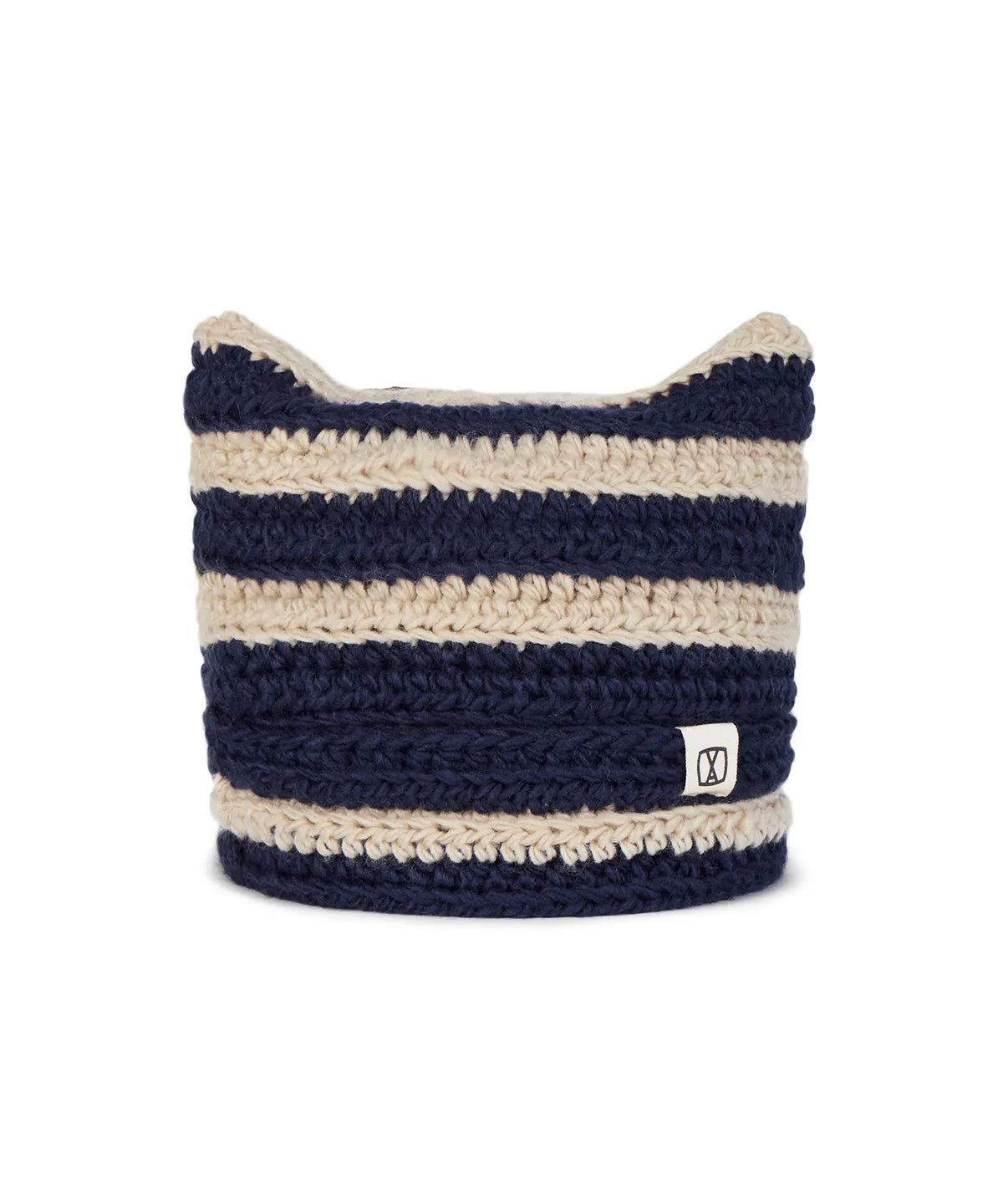 [kpop Idol Best Pick] VARZAR Square Label Striped Crochet Beanie