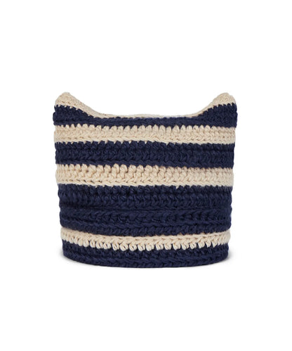 [kpop Idol Best Pick] VARZAR Square Label Striped Crochet Beanie