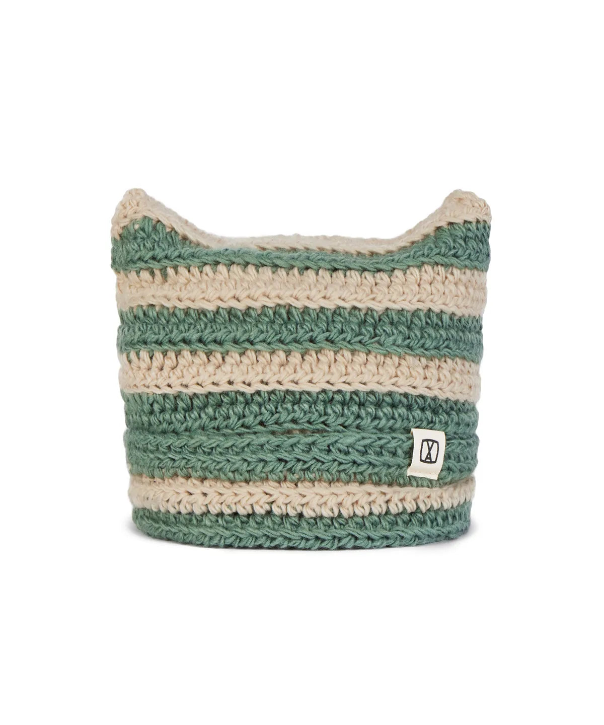 [kpop Idol Best Pick] VARZAR Square Label Striped Crochet Beanie