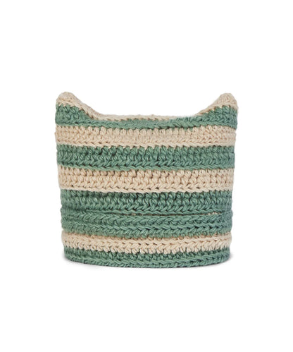 [kpop Idol Best Pick] VARZAR Square Label Striped Crochet Beanie