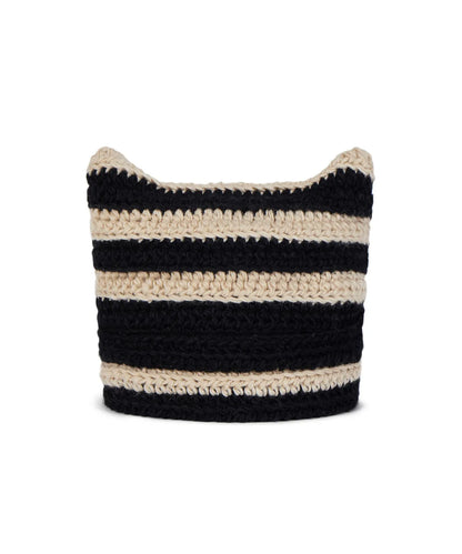 [kpop Idol Best Pick] VARZAR Square Label Striped Crochet Beanie