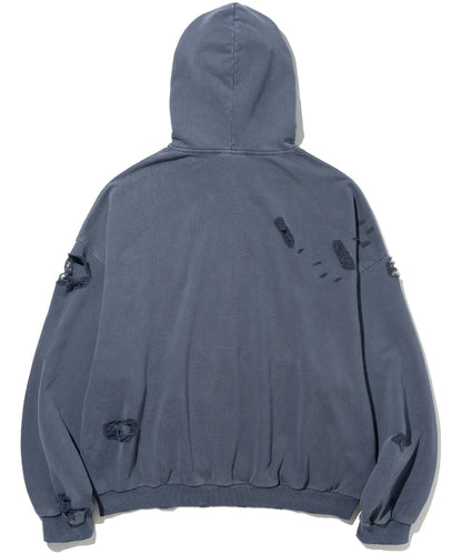 [TXT Beomgyu Worn] Not4Nerd Destroyed Wild Logo Pigment Hood Zip up