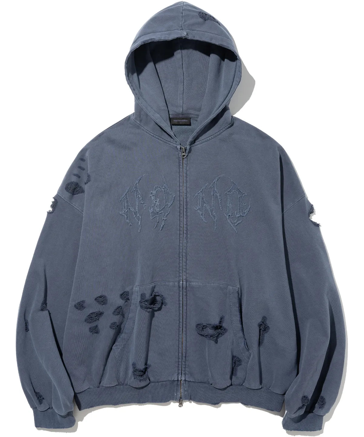[TXT Beomgyu Worn] Not4Nerd Destroyed Wild Logo Pigment Hood Zip up