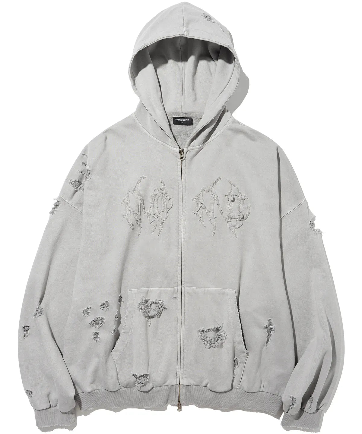 [TXT Beomgyu Worn] Not4Nerd Destroyed Wild Logo Pigment Hood Zip up