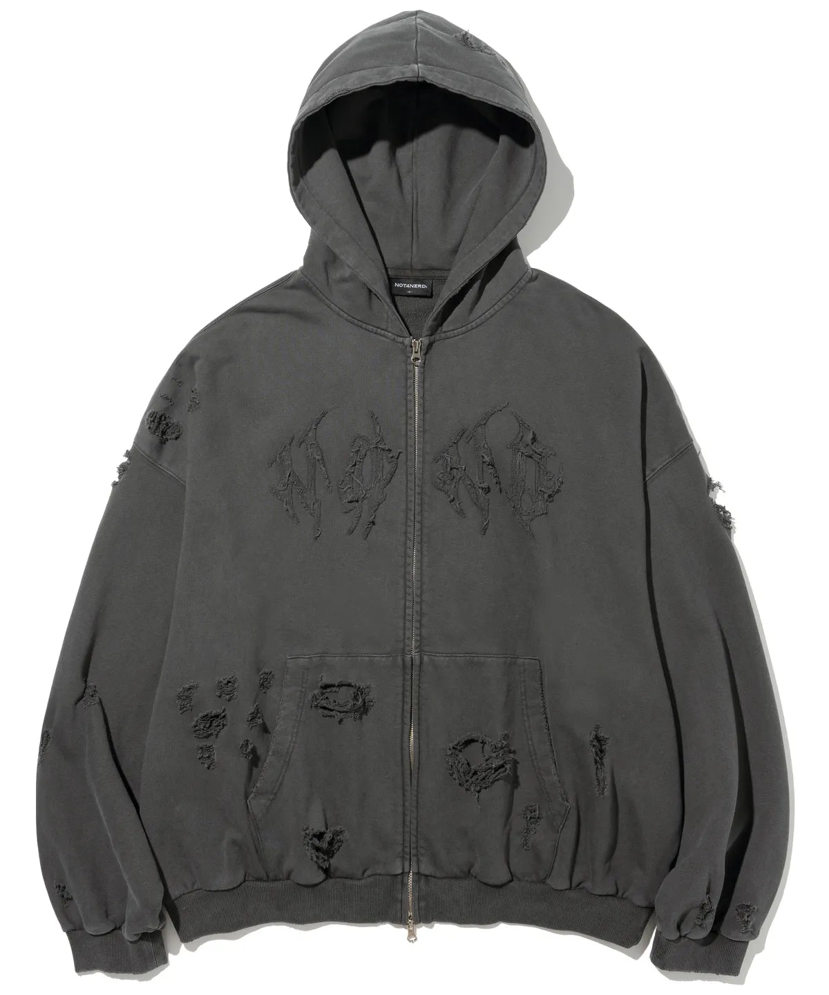 [TXT Beomgyu Worn] Not4Nerd Destroyed Wild Logo Pigment Hood Zip up