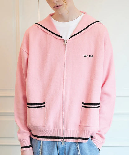[NCT WISH Sakuya Worn] Wai Kei Marine Zip-Up Cardigan Pink