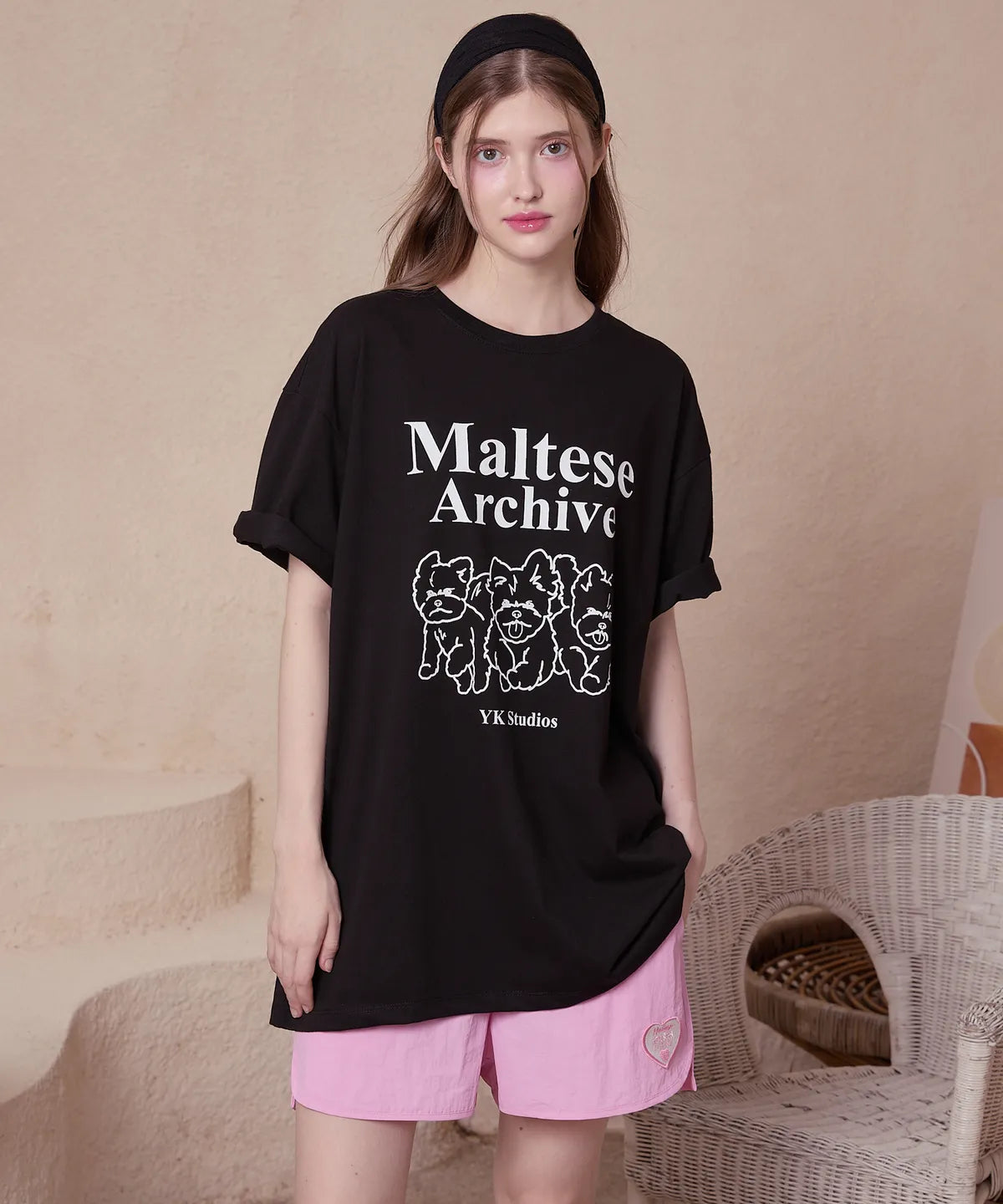 [Seventeen Mingyu Worn] Wai kei Maltese Archive Line Graphic Short Sleeve T-Shirt