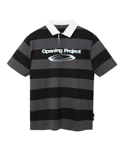 [Ive Rei Pick] Opening Project Identity Stripe Collar Half T Shirt