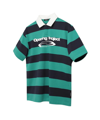 [Ive Rei Pick] Opening Project Identity Stripe Collar Half T Shirt