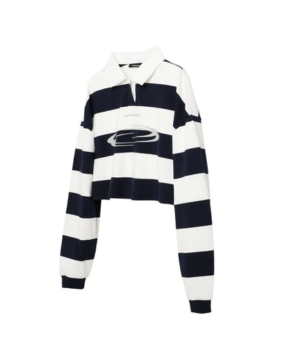 [Ive Rei Pick] Opening Project W Identity Stripe Collar T-Shirt