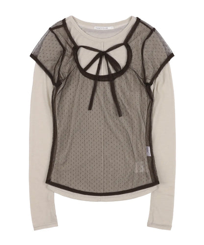 [Hearts2Hearts' Jiwoo Worn] Fancy Club 3-WAY Dot Layered Long Sleeve