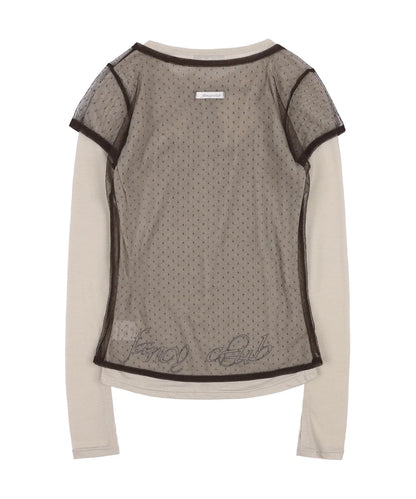 [Hearts2Hearts' Jiwoo Worn] Fancy Club 3-WAY Dot Layered Long Sleeve