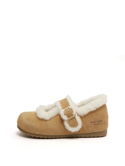 Macmoc Pooh Cowhide Winter Mary Jane Flat Shoes 1cm