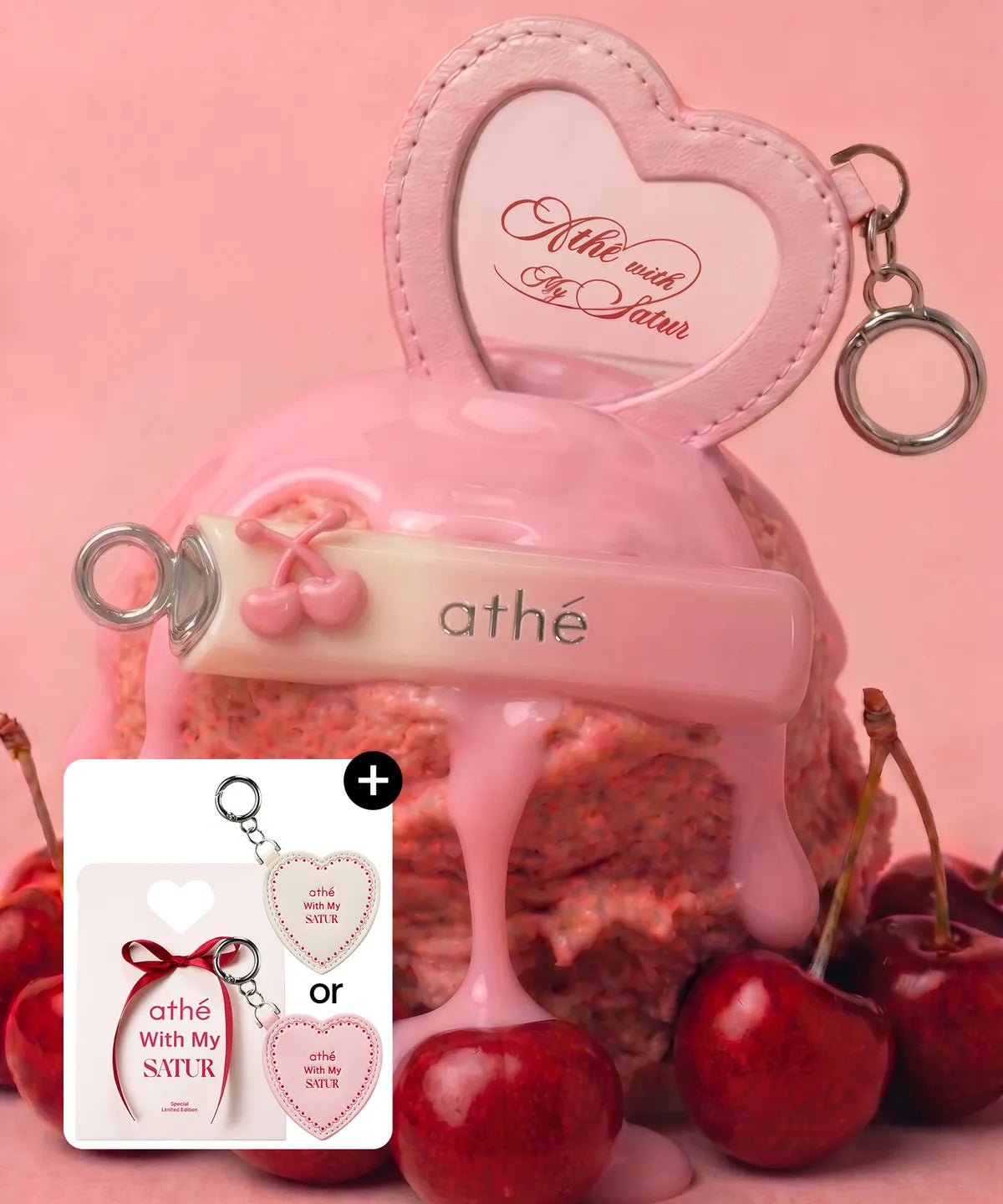 ATHE X SATUR Lip Glowy Balm with Gift (Mirror Keyring & Packaging Box)