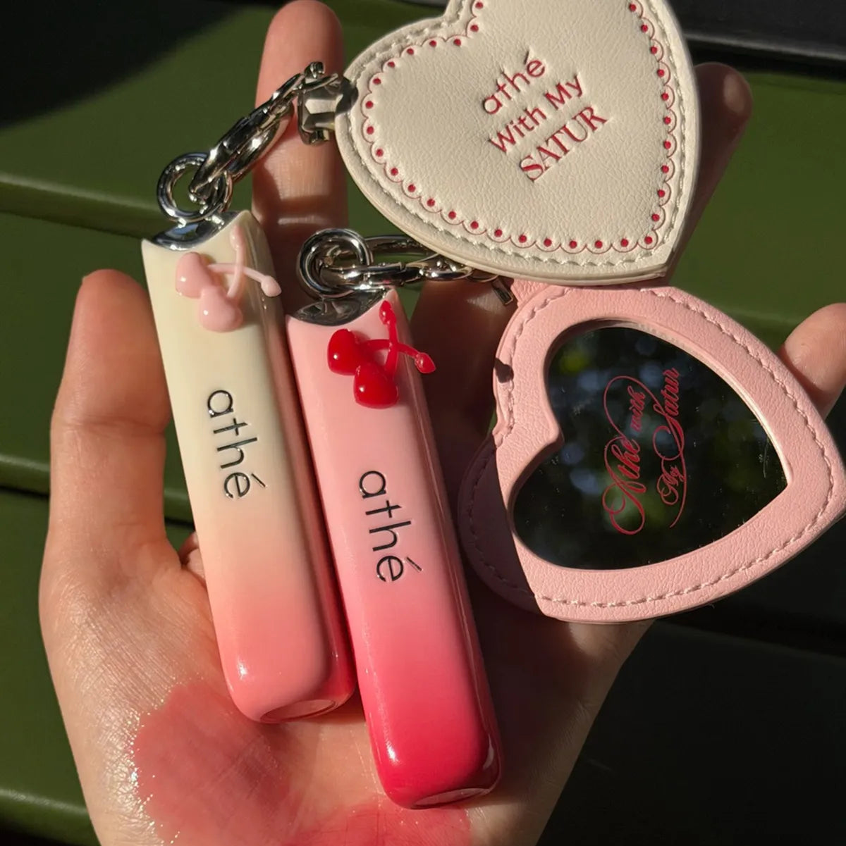 ATHE X SATUR Lip Glowy Balm with Gift (Mirror Keyring & Packaging Box)