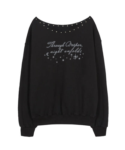 ILLIGO -  One Shoulder Boat Neck Sweatshirts