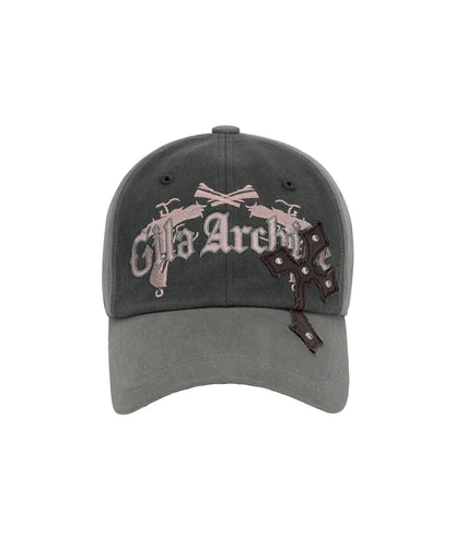 [Ive Gaeul Worn] Gila Archive Cross Patched Pistol Ballcap Gray