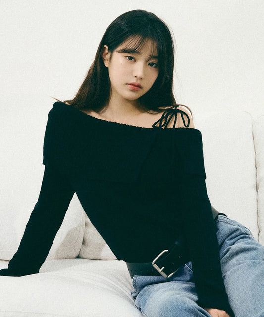 [Ive Wonyoung Worn] RolaRola Mahair Wool Blended Off Shoulder Knit