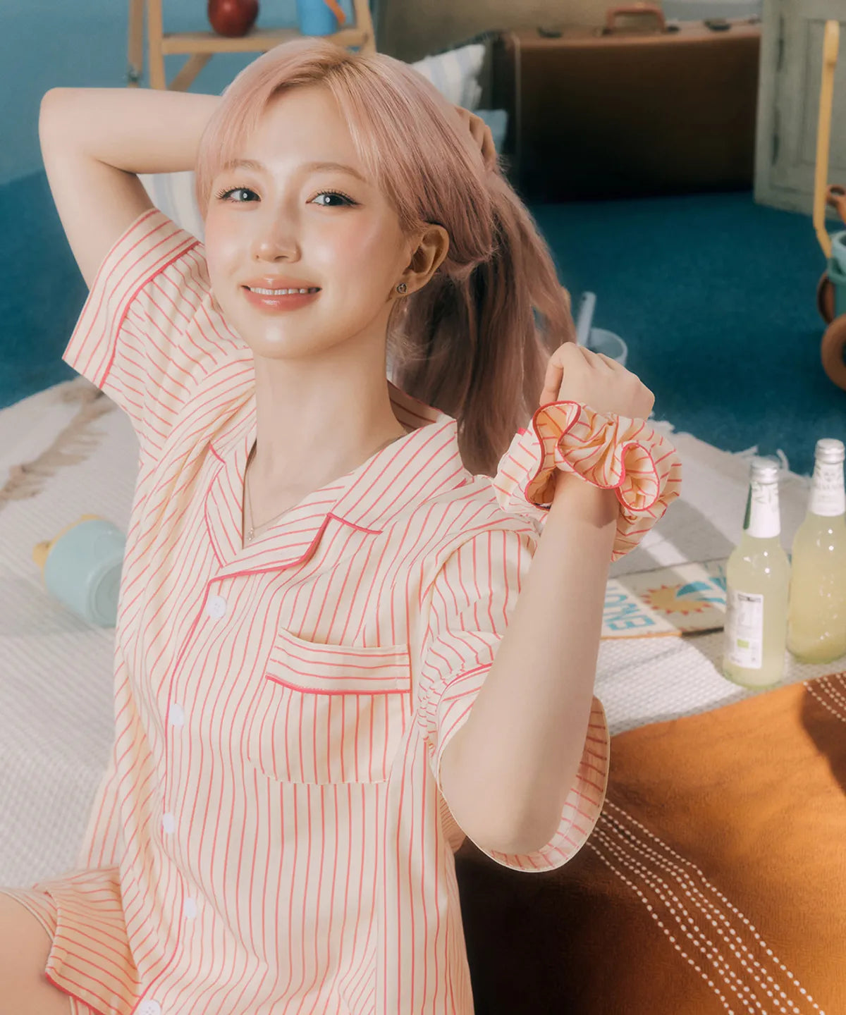 Nmixx Haewon X Dossy 26SS Silk Fit Lovesome Short Sleeve Couple Pajama Set