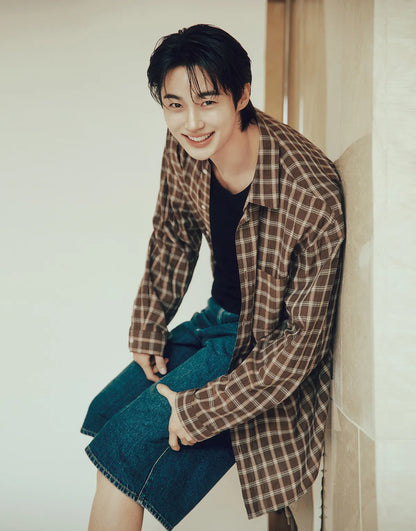 [Byeon Woo-seok Worn] Giordano Seersucker Summer Check Shirt