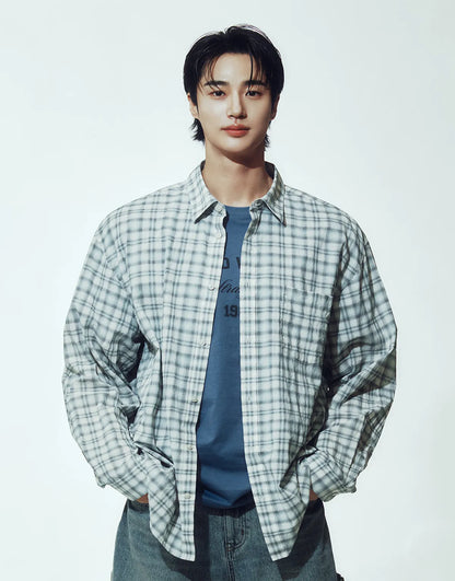 [Byeon Woo-seok Worn] Giordano Seersucker Summer Check Shirt