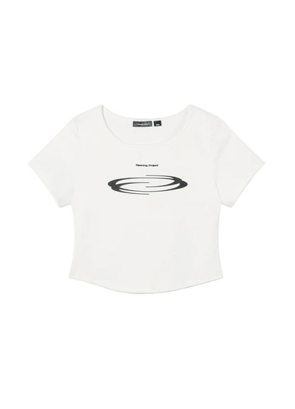 [Ive Rei Pick] Opening Project W Squareneck Cropped Symbol T Shirt
