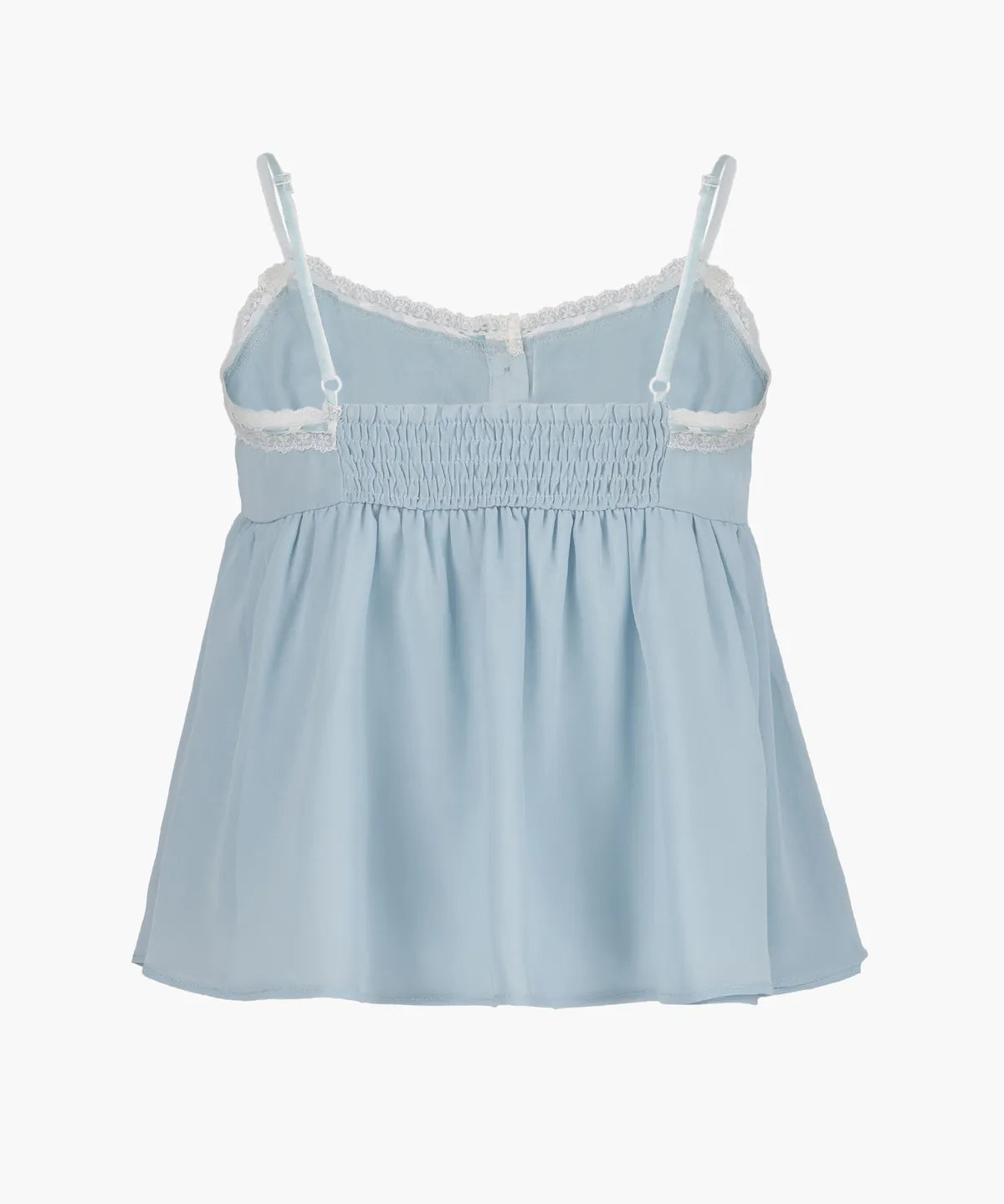 [Aespa Karina Worn] ROUGHNECK Bell Chiffon Lace Top Blue