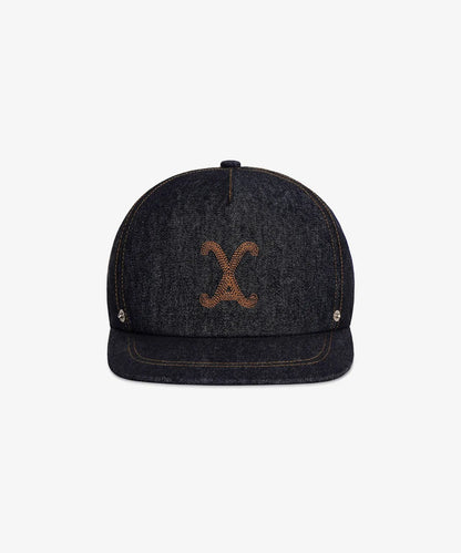 [Ateez San Worn] VARZAR Curved Denim Stitch Detail 5-Panel Ball Cap