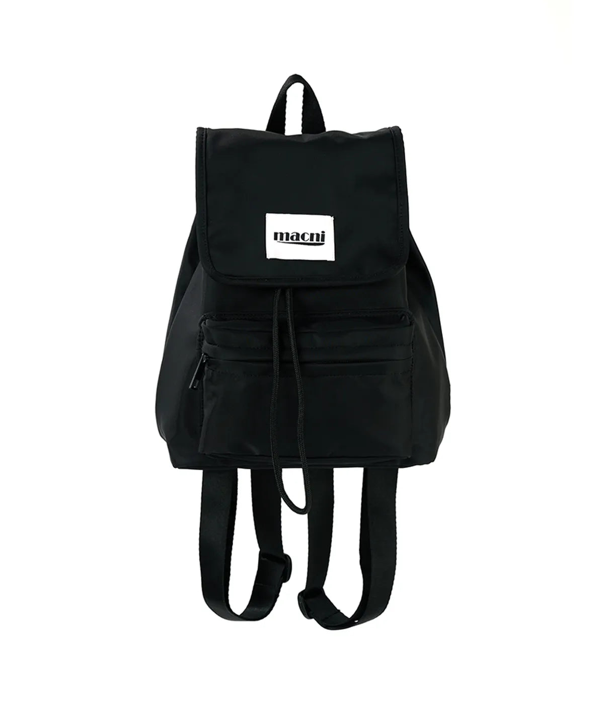 Macni - Flap String backpack, Paisley Slim Pouch Navy & Mini Rabbit Keyring Pink Set