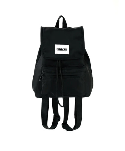 Macni - Flap String backpack, Paisley Slim Pouch Navy & Mini Rabbit Keyring Pink Set