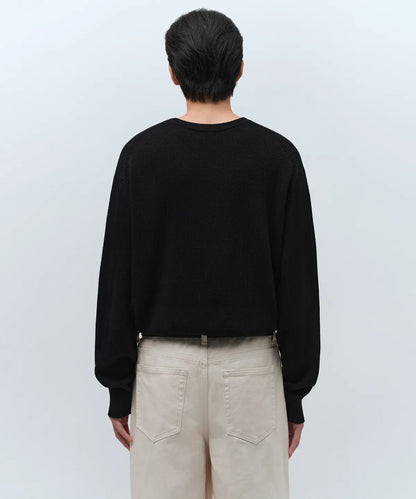 [Lee Do-hyun Pick] 25FW MS Minimal Ribbed Crew Neck Knit-Black