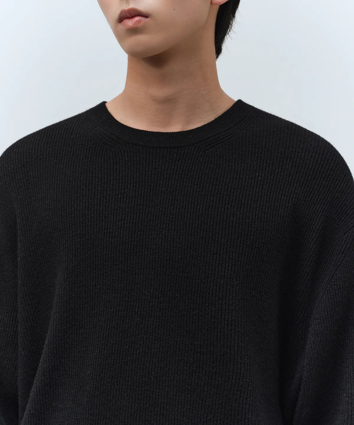 [Lee Do-hyun Pick] 25FW MS Minimal Ribbed Crew Neck Knit-Black