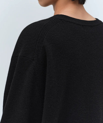 [Lee Do-hyun Pick] 25FW MS Minimal Ribbed Crew Neck Knit-Black