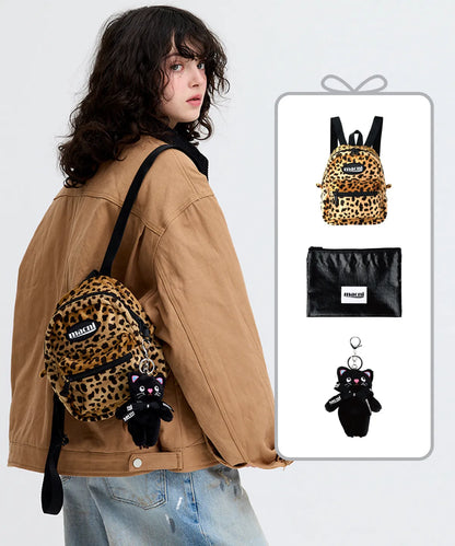 Macni - Peppy Micro Backpack, Glossy Slim Pouch & Meow Cat Keyring Set